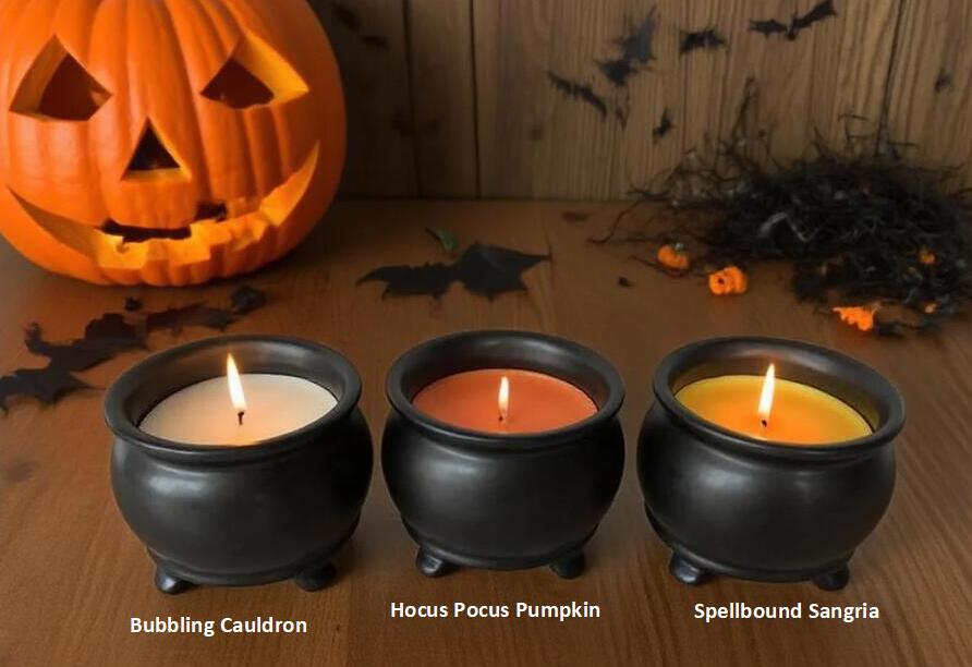 Footed Cauldron Ceramic Candle